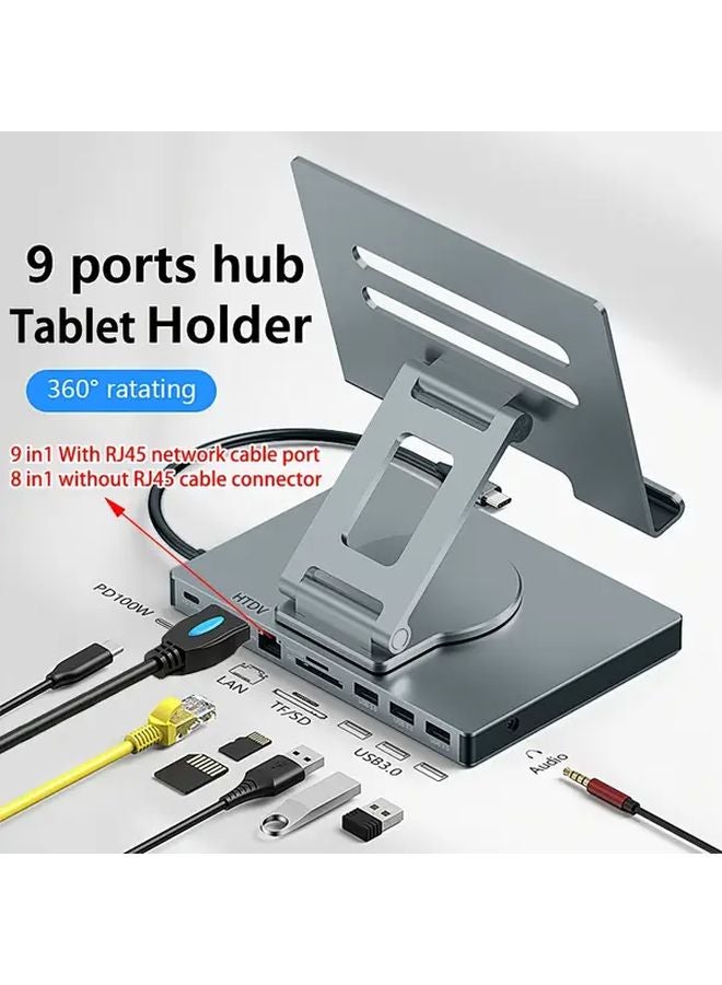 8 In 1 Docking Station With 360 Stand 4K 60Hz Ethernet PD 100W Charging - Image 3